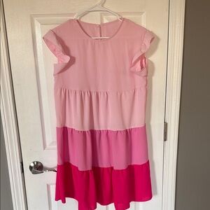 SHEIN Layered Pink and Red Kids Dress